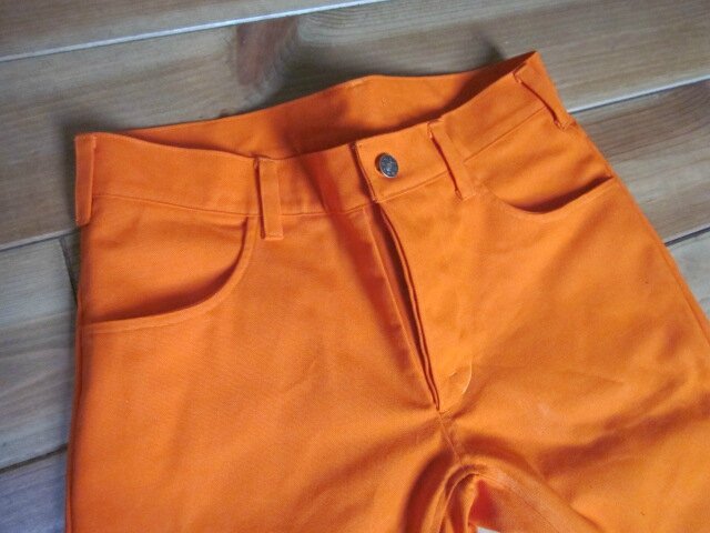 Bermuda slim HOMME en toile de coton orange - 4 poches - 5 passants - braguette à boutons (4)