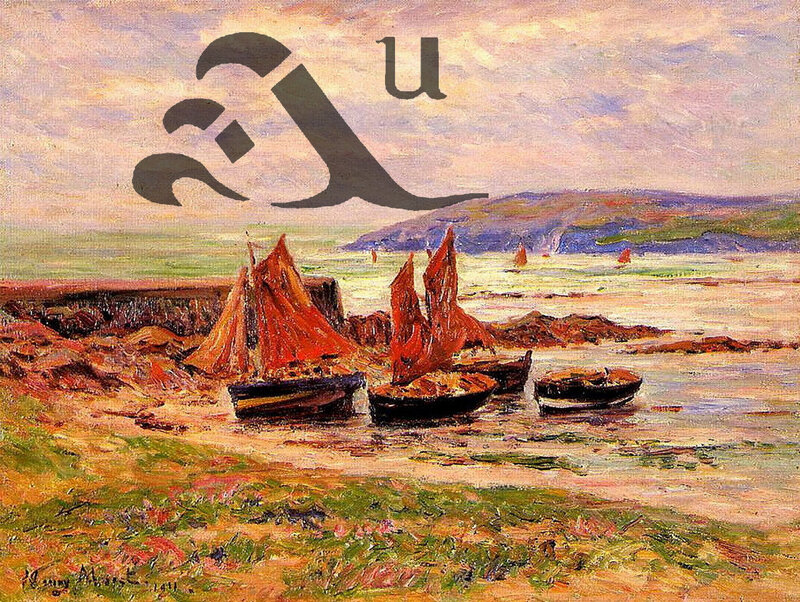 Ch39 - Port du Loch en 1911 - peinture sur toile de Henri Moret - Au