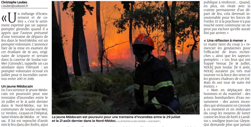 2022 08 29 SO Incendies du Médoc un pompier volontaire interpellé avoue2