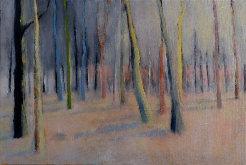 foret en jaune de naples , huile sur toile, 55 x 38 cm sept 2018