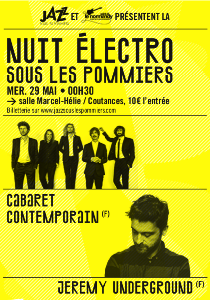 nuit électro sous les pommiers_JSLP_Coutances_Jazz_festival_2019_Cabaret Contemporain_Jérémy Underground_visuel_affiche_recto