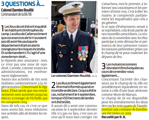 2020 11 07 SO 3 questions au Colonel Damien Rouillé commandant de la BA 118