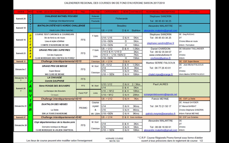 Calendrier Régional Fond 2017-18 1ère partie