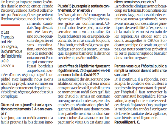2020 05 30 SO Aucun remède n'a montré à la fois son efficacité et son innocuité2