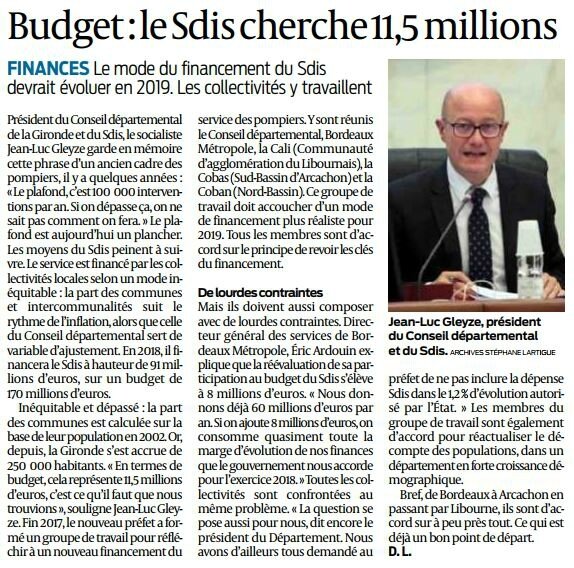 2018 01 18 SO Budget Le SDIS cherche 11 millions et demi