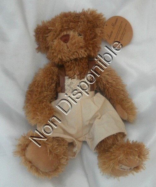 Peluche Doudou Ours James Short Ecru Louise Mansen 27 cm