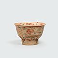A tall <b>footed</b> <b>bowl</b> with polychrome enamel decoration, Lê dynasty, 15th-16th century