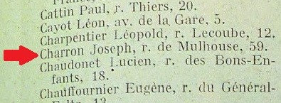 Extrait Annuaire 1912 Joseph Charon R