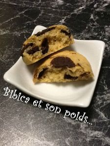 Cookies café noisettes aux pépites de chocolat coupe