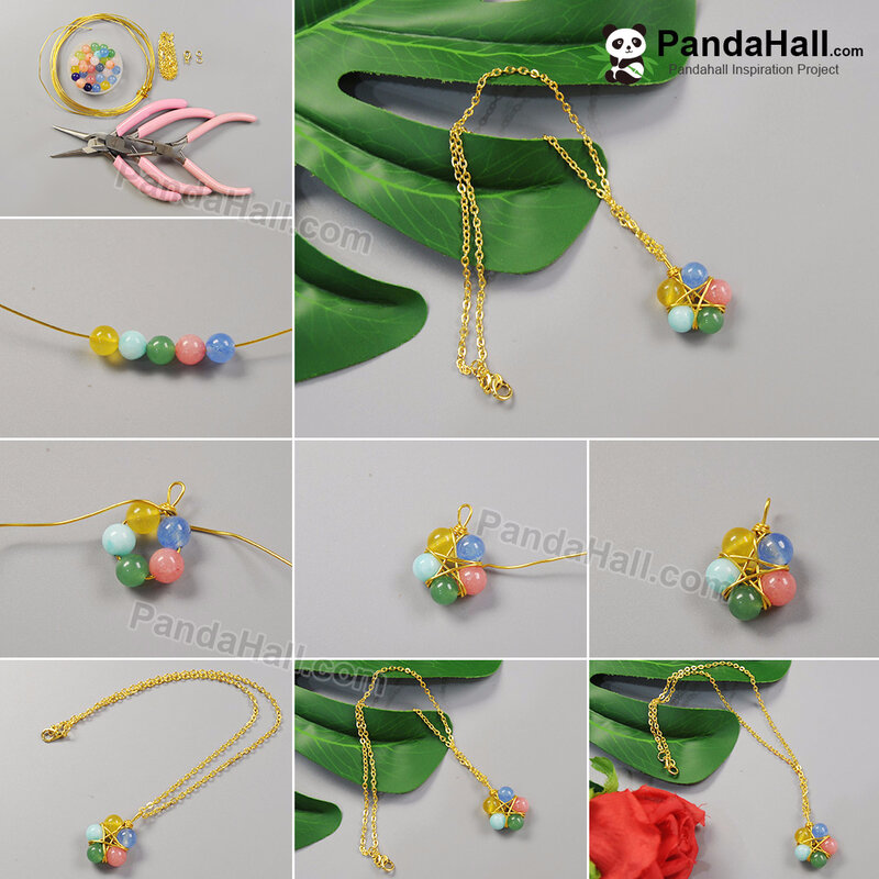 1-1080-PandaHall Idea on Wire Wrapped Jade Bead Pendant