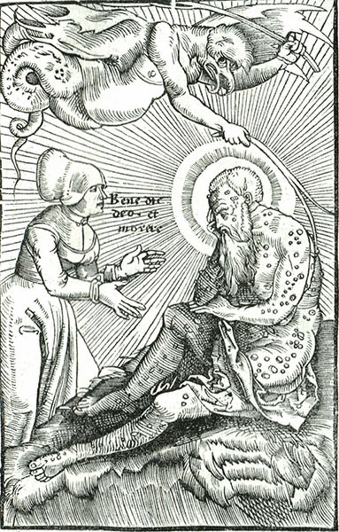 Jörg Breu l'Ancien,1475:1537,Satan torturant Job, gravure sur bois