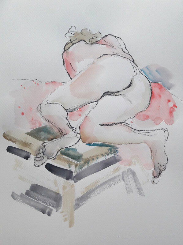 Alain Montoir Euzet nu aquarelle 40 x 30 (8)