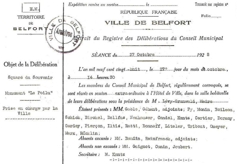 1928 10 27 Extrait Conseil municipal 1R