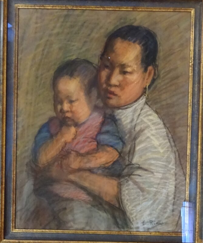 Elise Rieuf Mère et enfant pastel