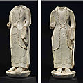 A grey marble torso of a <b>Bodhisattva</b>, Northern Qi-Sui Dynasty, circa AD 570-590