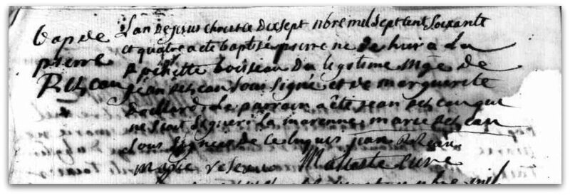 Pierre baptême le Bourg-sous-la-Roche 1764 z