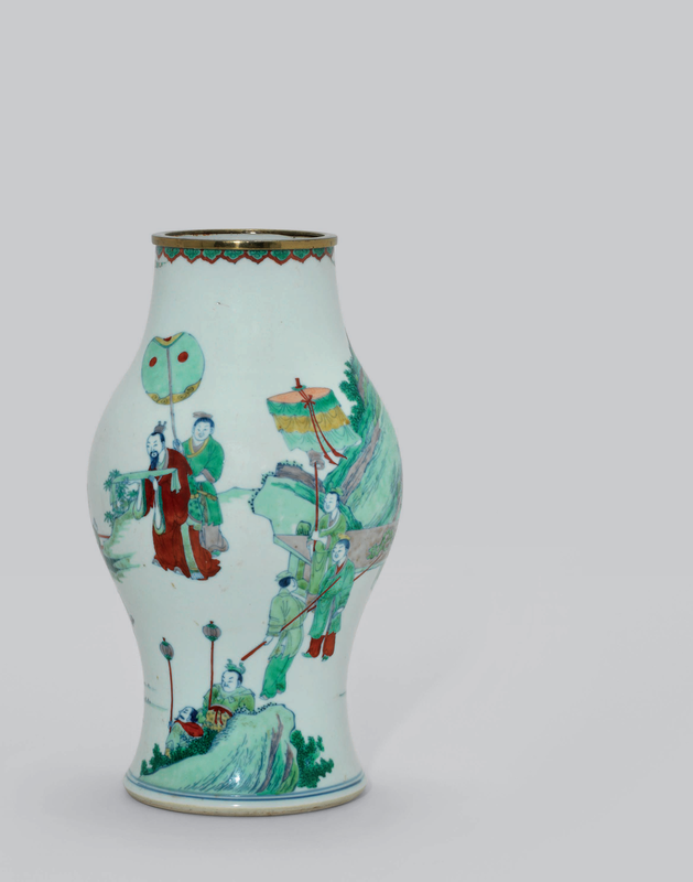 A rare doucai ovoid figural vase, 18th century