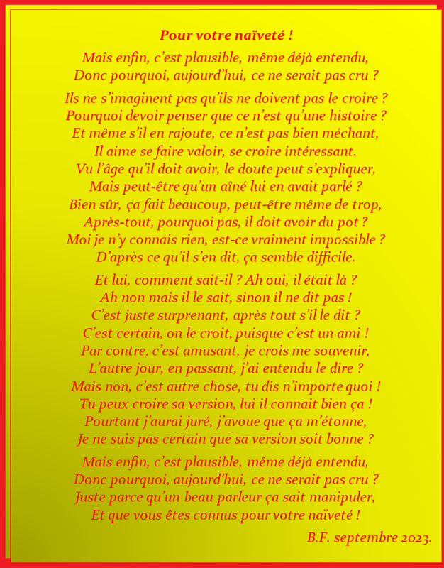 Pour votre naïveté p137 m43