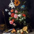 Jan <b>Davidsz</b> DE <b>HEEM</b> (Utrecht 1606 - Anvers 1684). Vanité au bouquet de fleurs*
