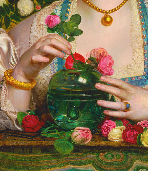 Grace Rose (detail) by Frederick Sandys (1829-1904)