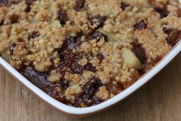 crumble poires chocolat avoine blog chez requia cuisine et confidences