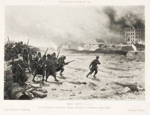 Jazet, Mai 1871, le capitaine de frégate Trèves entrant le premier dans Paris