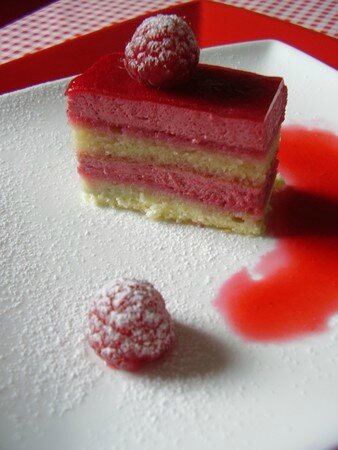gâteau à la mousse de framboises