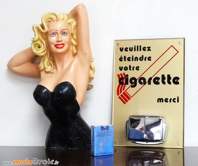 PLAQUE-Plexi-CENDRIER-CIGARETTE-PIN UP Rétro-muluBrok-Vintage