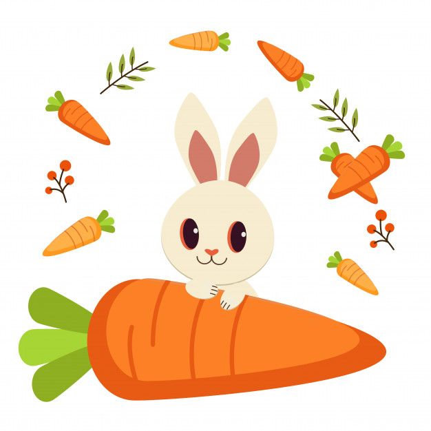 Premium Vector | White rabbit and many carrot and leaf_