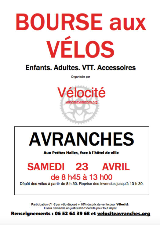 bourse aux vélos Avranches avril 2016