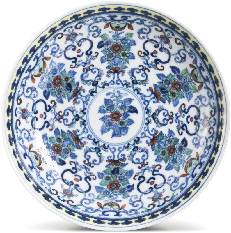 A doucai ‘Flower Bouquet’ dish, seal mark and period of Qianlong (1736-1795)