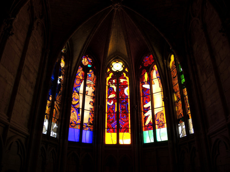 Nevers, cathédrale, choeur gothique, vitraux, détails 2(58)