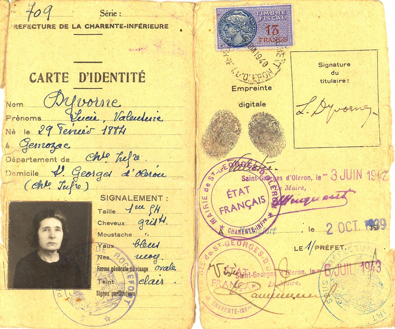 1939 10 02 Carte d'identité Lucie 1