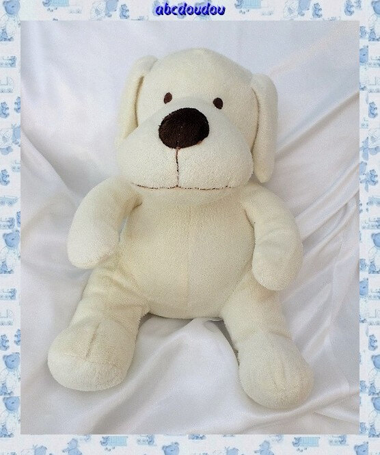 Doudou Peluche Chien Assis Ecru King Bear 26 cm