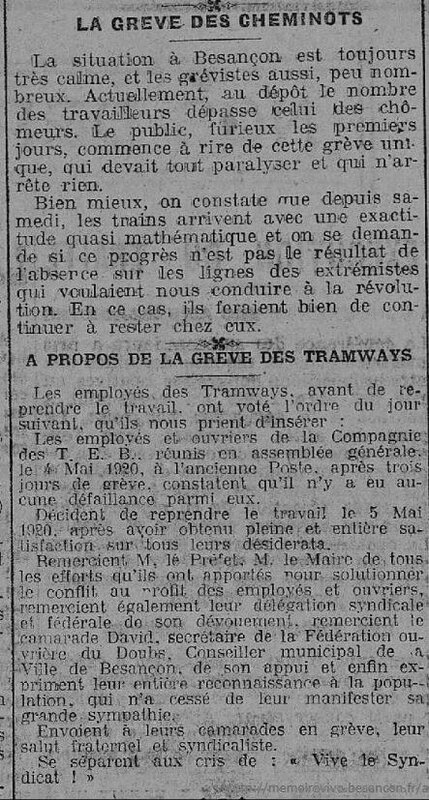 grève Eclair Comtois 6 mai 1920