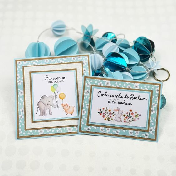 cartes et guirlande bleue 4