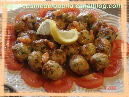 Tajine de boulettes de merlan farcis aux crevettes recettes Gratin de boulettes de poisson et crevettes au safran