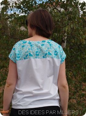 Blouse bleu et blanche (dos)