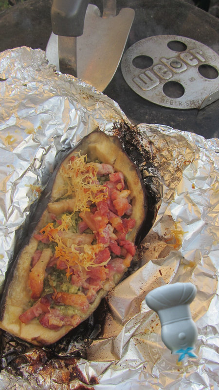 Aubergine confite au barbecue