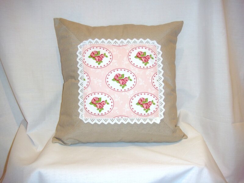 Housse coussin Shabby Chic et Dentelle face