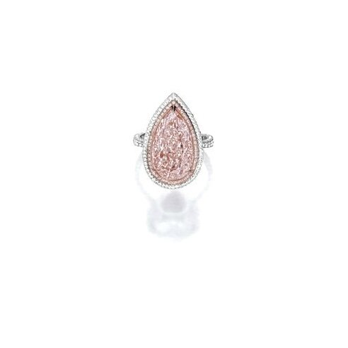 Fancy Light Pink-Brown Diamond and Diamond Ring