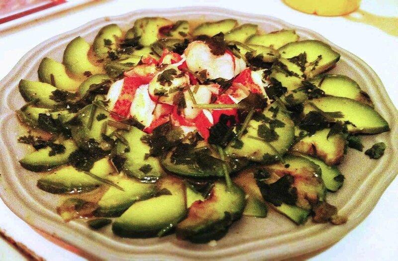 carpaccio avocat sauce orange