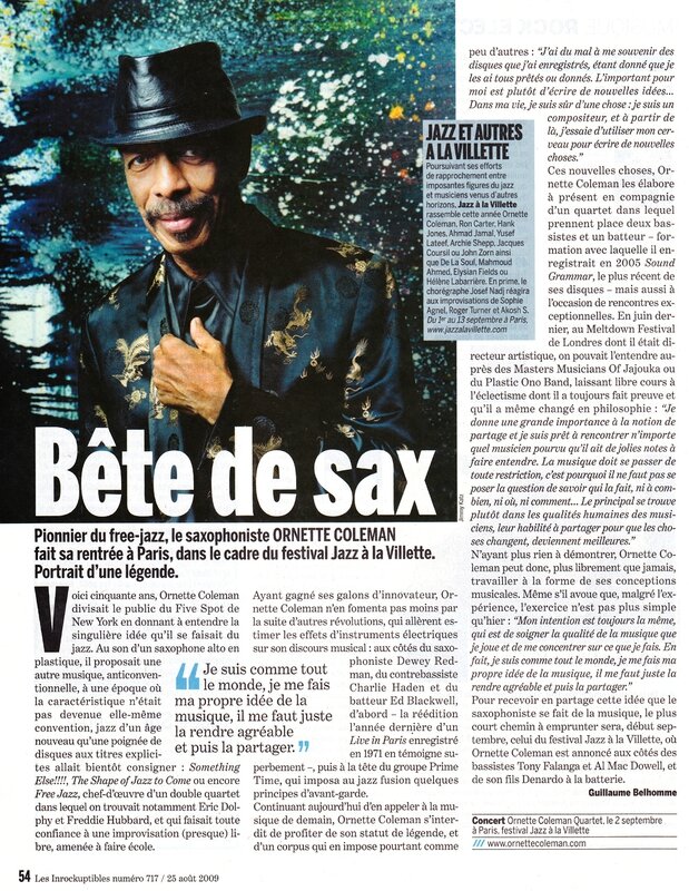 ornette coleman guillaume belhomme les inrocks