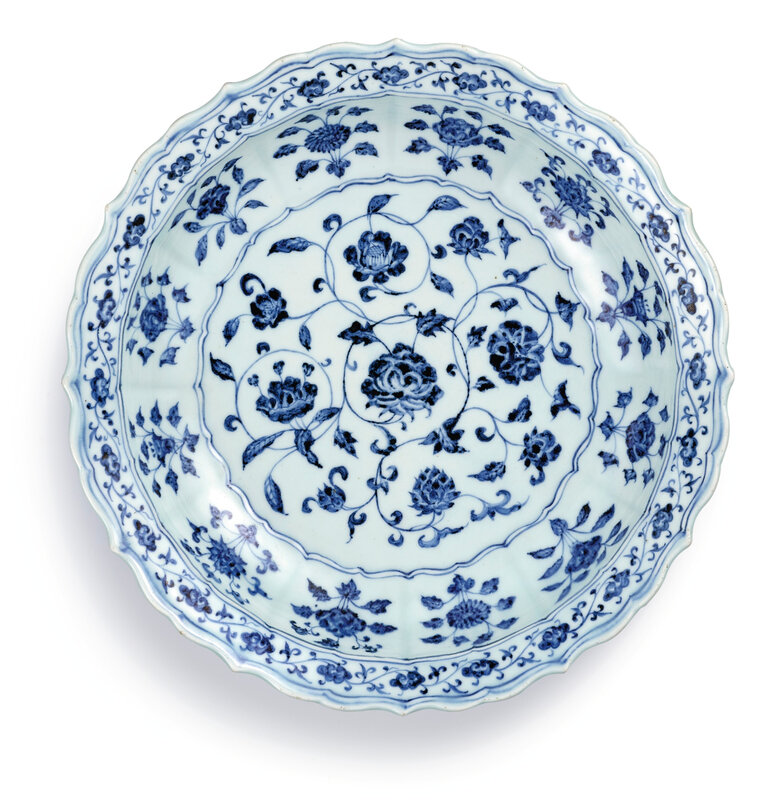 A blue and white 'Floral' charger, Ming dynasty, Yongle period (1403-1424)