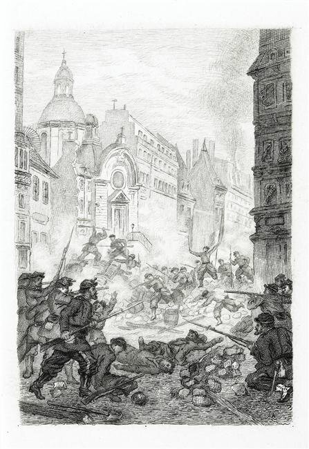 Leroy, combat rue Saint- Antoine d'après Philippoteaux