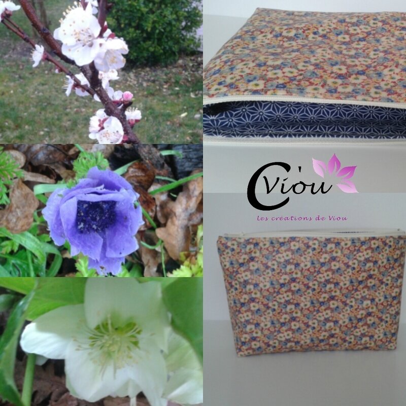 fleurs et pochette bleues printemps