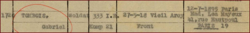 Gabriel TOMBOIS sur l'état des effectifs du camp de Cassel à la date du 7 juillet 1918