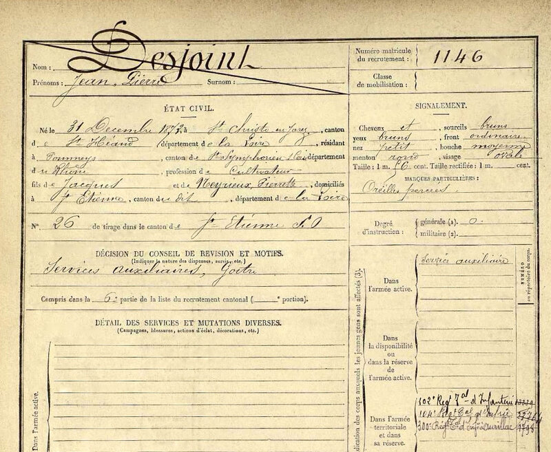 Jean Desjoint, fiche matricule (1)