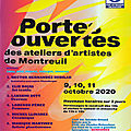 Portes Ouvertes des Ateliers d'Artistes de Montreuil 2020 - 9, 10, 11 octobre 2020