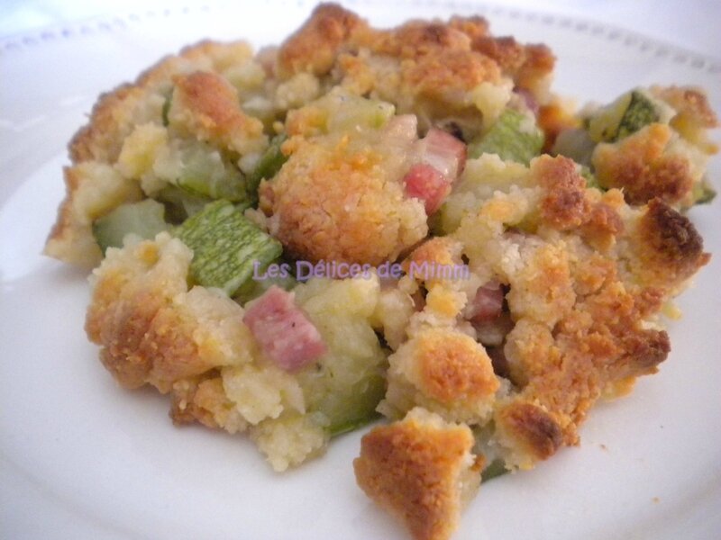 Crumble de courgettes aux lardons et au parmesan 2